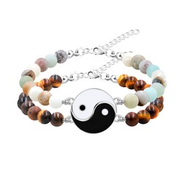 Yin Yang Bracelets Set for Couples Best Friend- His Hers Yinyang Puzzle Bracelets for Men Women, Matching Puzzle Yinyang Bracelets for Boyfriend Girlfriend Y2943-3