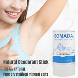 Crystal Deodorant Stick for Women and Men, 4.25 oz/120g - 100% Natural Alum Salt Stone Rock - Unscented Aluminum Free