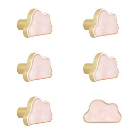 MOROBOR Decorative Pink Cloud Kitchen Cabinet Knobs, 6 Pack Creative Dresser Drawer Pulls Furniture Cupboard Door Pull Handles Single Hole Zinc Alloy Knobs Furniture Accessories