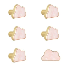 MOROBOR Decorative Pink Cloud Kitchen Cabinet Knobs, 6 Pack Creative Dresser Drawer Pulls Furniture Cupboard Door Pull Handles Single Hole Zinc Alloy Knobs Furniture Accessories