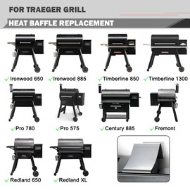Ironwood 885 Heat Baffle Replacement for Traeger Ironwood 650 Grill Parts Traeger Pro 575 780 Heat Diffuser Timberline 1300 850 DC D2 BCA1268 KIT0450 Heat Shields TFB78GZE TFB65BLE Plates Accessories
