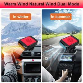 KINOWJI Portable Car Heater,12V 200W Fast Heating Defroster 2 in 1 Automobile Windshield Fast Heaters Car Heater That Plugs into Cigarette Lighter for Car, SUV, Trucks (Red Black)