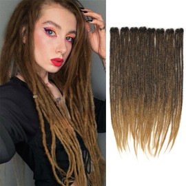 Quisduis 16 Inch clip in dreadlocks hair extensions,1b27 Synthetic Dreadlock Extensions Clip In 16 Inch 8 PCS 32Strands Hippe Dreads Handmade Soft Reggae Style Loc Extensions for Women