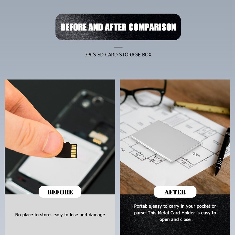 Aluminum Alloy Memory Card Case Card Box Holders for 3PCS
