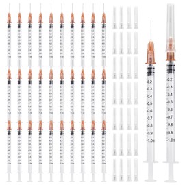 Pack of 30 1 ml Syringes, Plastic Syringes with Caps, Independent Seal Packaging, Minimum Scale 0.02 ml, for Feeding Animals, Liquid Measurement for Laboratory, Industrial Precision Application