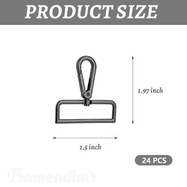Framendino, 24 Pack Lobster Claw Swivel Clasps Metal D Ring Snap Hooks Lobster Trigger Lanyard Clasp Clips Hook for Keychain Jewelry DIY Crafts Purse Bag Making 1.5 Inch Gunmetal