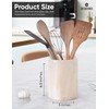 SPESHSTONES Marble Utensil Holder 6.5 Inch White Onyx Wooden Cooking
