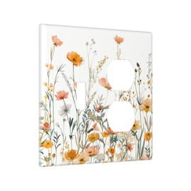 Wpshijia Light Switch Cover Rustic Wildflowers Vintage Boho Herbs Floral 2 Gang Decorative Switch Plates 1 Toggle Duplex Combo Outlet Covers GFCI Wall Plates Socket Covers for Bathroom Bedroom Decor