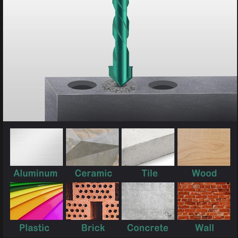 10PC 3/16" Green Concrete Drill Bit Set, Mgtgbao 5mm Masonry