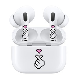 RockMax for AirPods Pro Skin, Custom Stickers Compatible with AirPod Case 2nd Generation, Cute Pixel Finger Heart Art Skin for Air Pods and Charging Case, Great Gift for Girls and Women