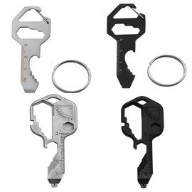4 PCS Shaped Pocket Tool, 2 PCS 8-in-1 and 2 PCS 24-in-1 Multi-Tool Ultra Thin, Stainless Steel Key Shaped Pocket Tool for Your Keychain, Bottle Opener, Drill Drive, Screwdriver, Wrench, Ruler Etc