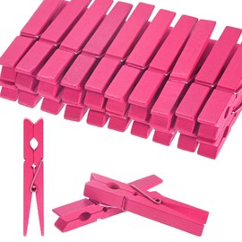 M METERXITY 50-Pack Colored Clothespins Wooden, 2.8 Inch/72mm Colorful Clothes Pins for Hanging Clothing/Crafts/Pictures, Wooden Clothespins [Rose Red]