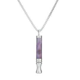 Anxiety Breathing Necklace Natural Crystal & Stone Mindfulness Breathe Necklace Stainless Steel Quit Vaping tools Meditation Pendant for Stress Relief & Natural Calm (AMETHYST)