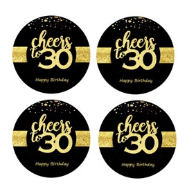 Sumerk 48 PCS Cheers to 30 Stickers Large Bottle Stickers 30th Birthday Stickers Card Seals 2 INCHES Round Happy Birthday Party Favors Stickers