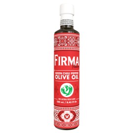 Firma Green Chili Pepper Fused Extra Virgin Olive Oil – Baklouti Chili – Bright, Spicy & Layered Flavor – Cold-Pressed with Tunisian Green Chilies – Gourmet Finishing Oil for Pizza, Pasta, Grilled Meats, Veggies & More – 250mL (8.45 fl oz)