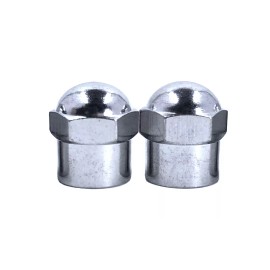 Kex Pair of 2 Chrome Hex Dome metal valve caps for cars, bicycles and trucks