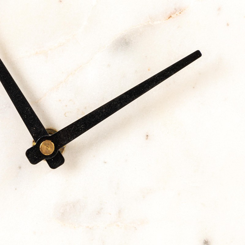 Bloomingville Decorative Half Moon Marble Mantel Clock, White and Black