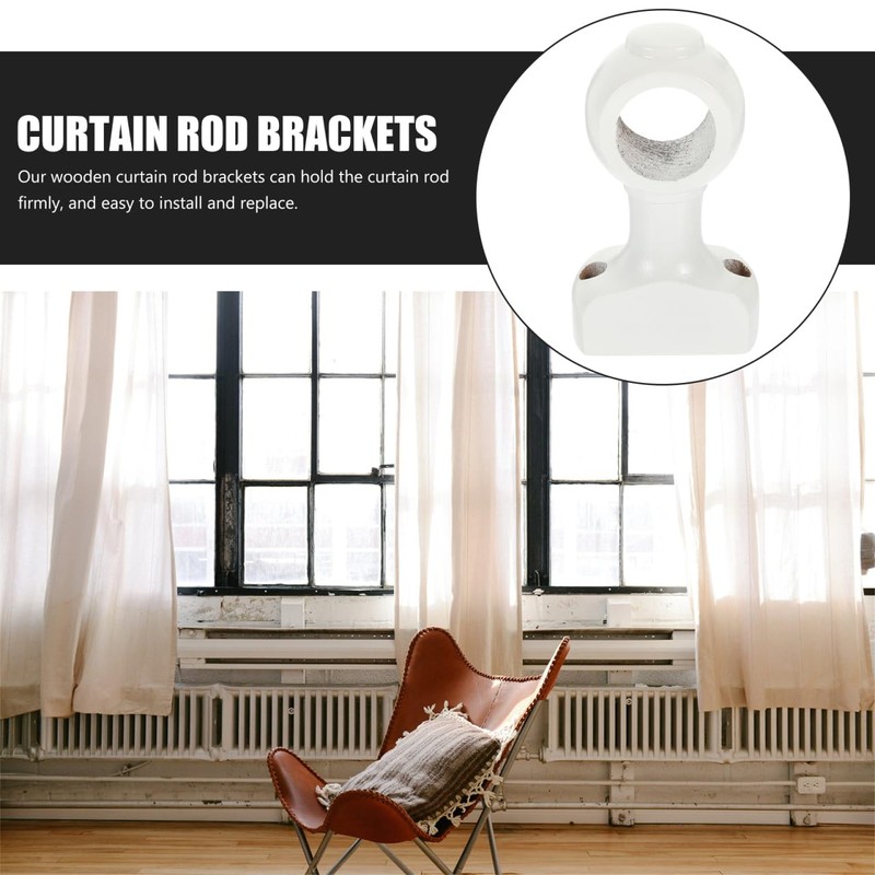 2pcs Heavy Duty Wooden Curtain Rod Brackets Wood Holders for