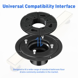 2-Inch Shower Drain Base, Shower Base Flange with Rubber Coupler Gasket, Shower Drain Kit for Linear and Square Drain Installation (with 304 Stainless Steel Screw)