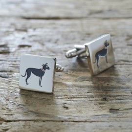 Sweet William Lurcher Cufflinks | Silver plated Men Cufflinks for Lurcher or any dog lover | 18 mm x 3 mm