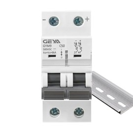GEYA DC Miniature Circuit Breaker, 2 Pole 500V 50 Amp DC Disconnect Switch, Isolator for Solar PV System,Thermal Magnetic Trip, DIN Rail Mount (GYM9DC-2P-C50)