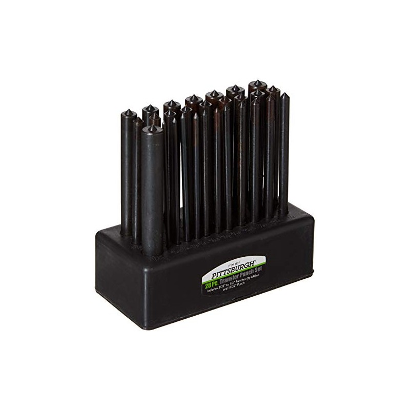 Pittsburgh 28-Piece Transfer Punch Set, Black, Modern, Professional