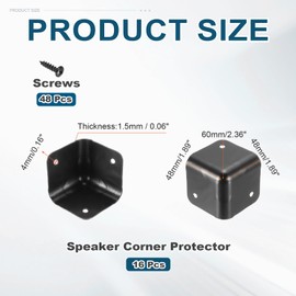 MECCANIXITY 16 Pcs Speaker Cabinet Corners Protector 60x60x48mm Metal Stackable Guard Wrap Angle Case Edge Box Protection with 48 Pcs Installation Screw for Stage DJ Audio Sound Case