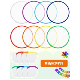 Gejoy 24 Pieces Rainbow Edge White Foldable Fan Handheld Compact Cooling Fans for Outdoor Games for Women Girls Daily Use Festival Wedding Christmas New Year Party Favors Decorations Portable