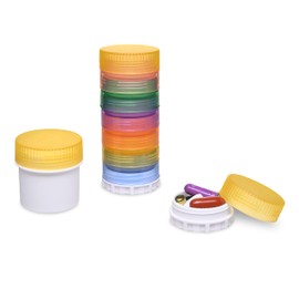 Small Portable Stackable Magnetic Pill Organizer, Pill Containers with 9 Compartments, 3 Lids and 3 Magnetic Adapters, Attachable to Magnetic Calendar or Any Magnetic Surface.