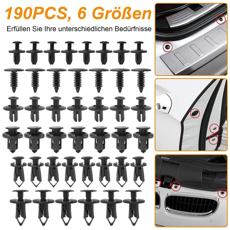 Pack of 190 Car Mounting Clips, Universal Door Trim Mounting