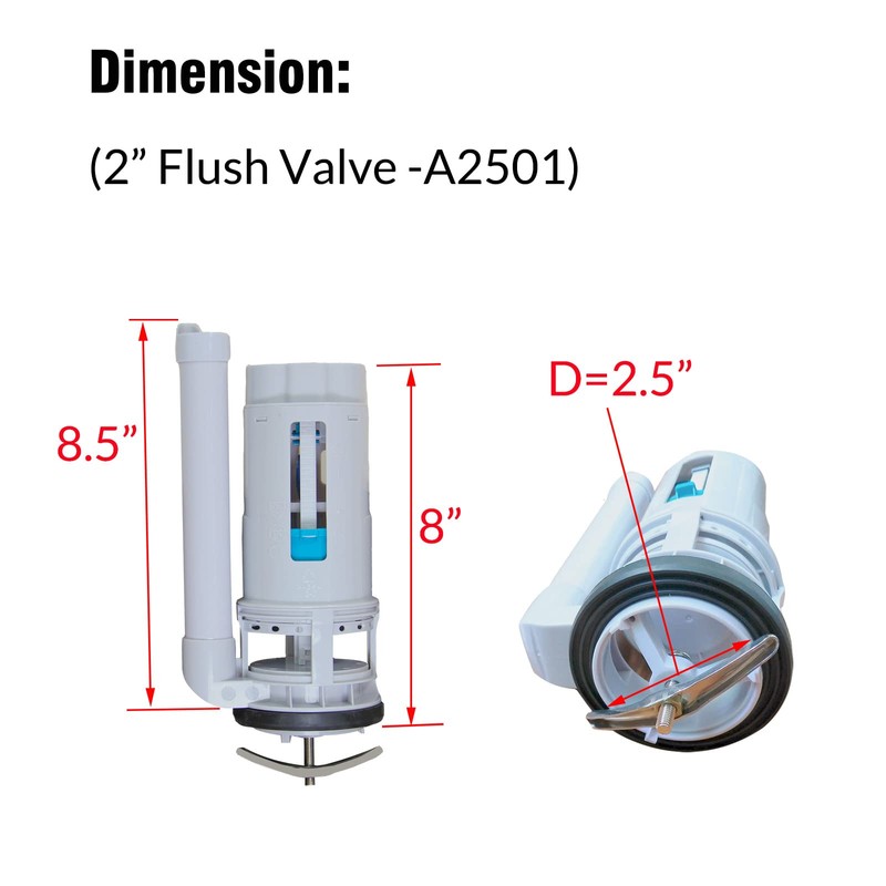 A2501 2-Inch Dual Flush Valve One Piece Toilet Replacement Parts