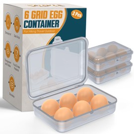 ZPU Egg Holder Camping, 2Pcs 6 Grid Egg Container for Camping, Plastic Egg Carrier for Camping Picnic Travel Outdoor Refrigerator Kitchen, Shockproof Egg Storage Case, Silver Grey
