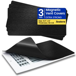 Seatern Magnetic Vent Covers, Extra Strong Magnets, Black 5.5" x 12" (3 Pack) Ultra Thick 60mil, Complete Seal, Air Vent Covers for Home Floor, Ceiling, Wall Registers, HVAC, AC, and Heater Vents