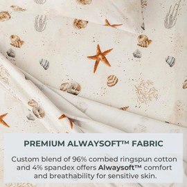 Pobi Baby - Premium Twin Fitted Sheet, Flat Sheet with Pillow case - Ultra-Soft Cotton Blend, Stylish Woodland Pattern, Deep Pockets - Twins Sheets - 3 PC (Seaside Sand)