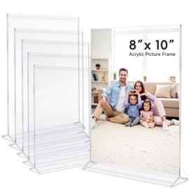 Wbtran 8x10 Inches Acrylic Picture Frame Set of 6, Vertical Double Sided Clear Frameless Photo Frame, Clear Table Transparent Frame with Inserts for Home Office