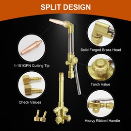JZWELD Heavy Duty Cutting Torch, Oxygen Acetylene Welding Cutting Torch with 1-101 Cutting Nozzle, Cutting Attachment, Cutting Handle