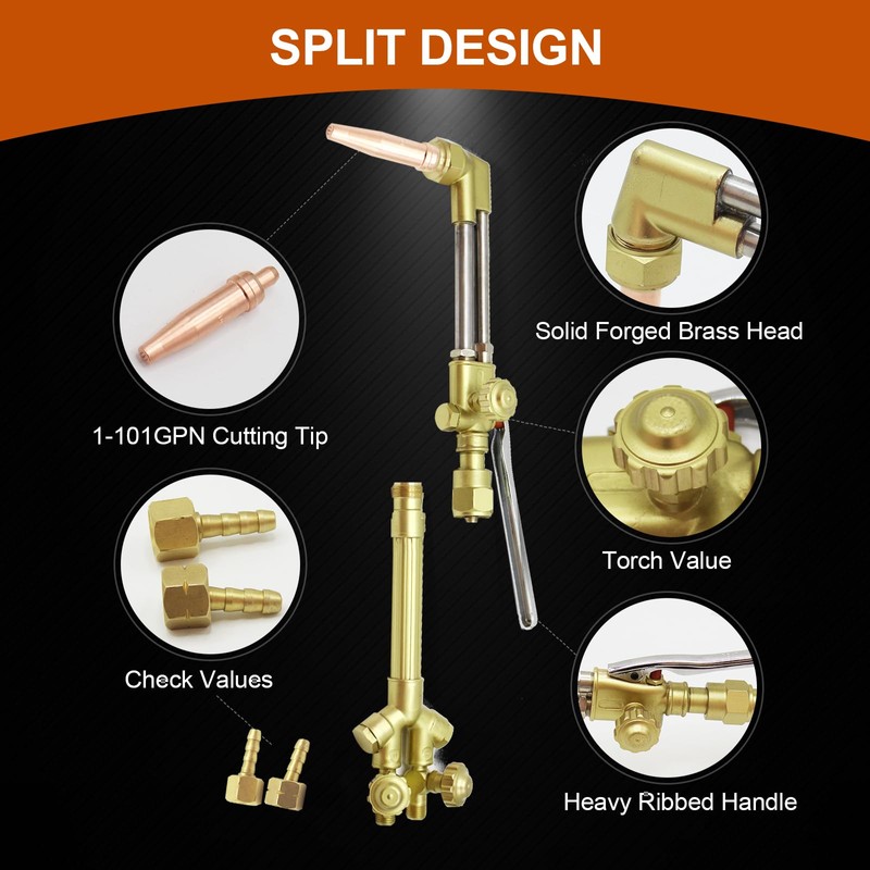 JZWELD Heavy Duty Cutting Torch, Oxygen Acetylene Welding Cutting Torch