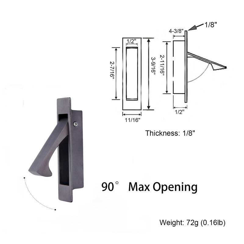 Dontay Pocket Door Pull Handle, Edge Pull, Professional Stainless Steel