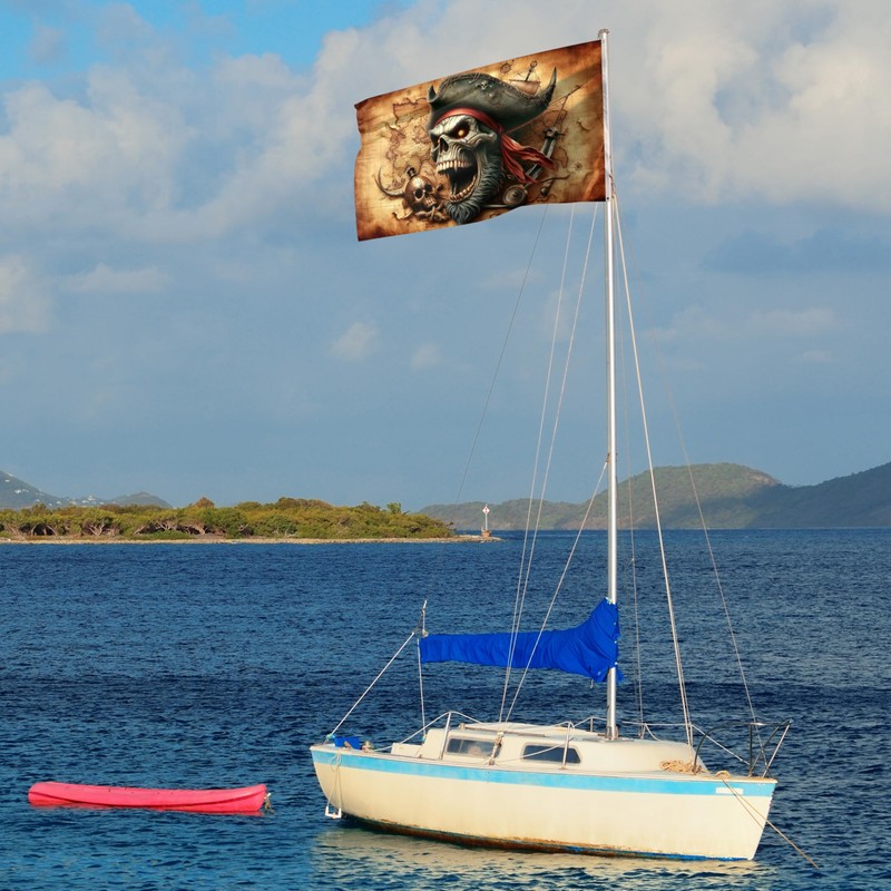 Pirate Flag 90 x 150 cm with Eyelets - Large