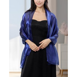 Ausing Women Chiffon Shawls and Wraps for Evening Dresses Bridesmaid Long Scarves for Wedding Lightweight Translucent Blue