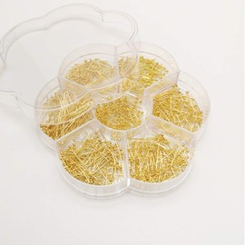 Chenkou Craft Assorted 700pcs Mix Size Brass Ball Head Pins for Jewelry Making (Gold, Mix)
