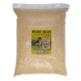 Desert Valley Supply Desert Valley White Millet Seed, All Natural, Non-GMO Premium Wild Bird Food for Cardinals, Finch, Song Birds, Buntings and More (10 Pounds)
