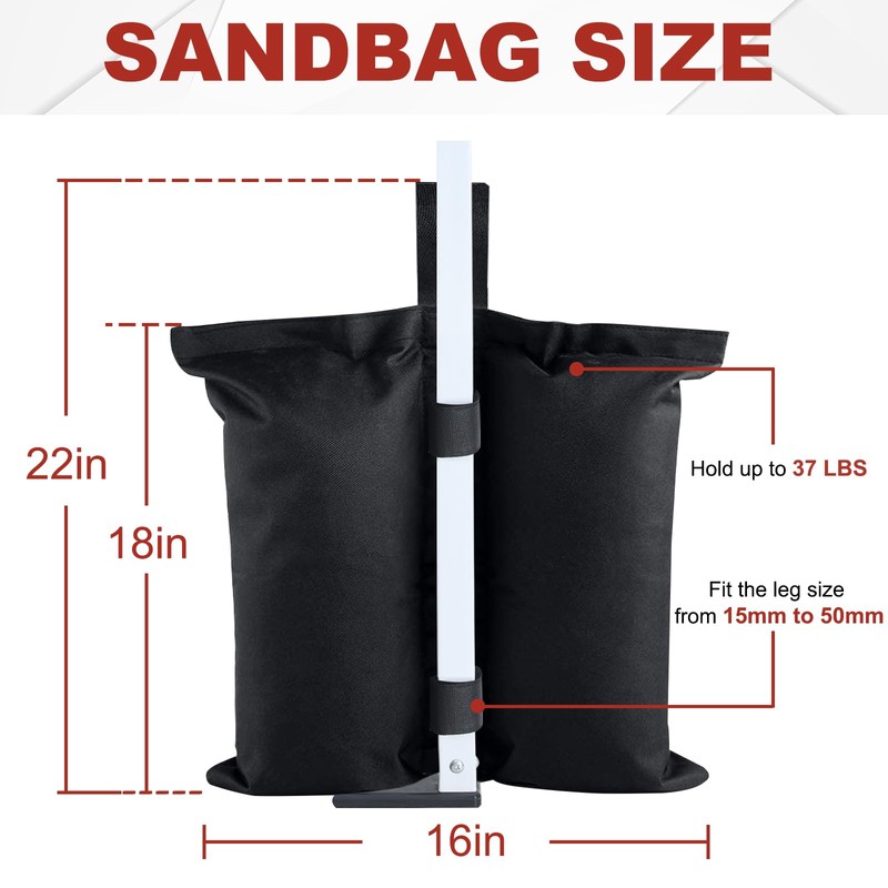 ABCCANOPY Canopy Weights 150 LBS Gazebo Tent Sand Bags,4pcs-Pack (Black)