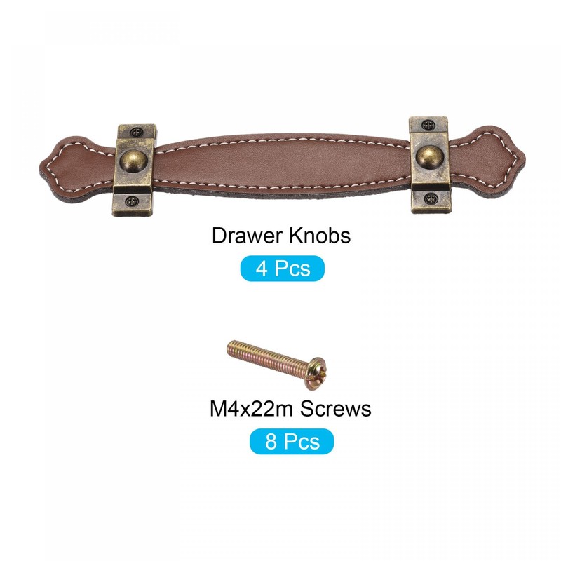 sourcing map Leather Handle, 7.6" 4Pcs Surface Leather Furniture Handles,