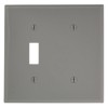 Leviton 2-Gang Wallplate, 1-Toggle 1-Blank, Standard Size, Thermoplastic Nylon, 80706-GY,