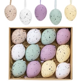 Valery Madelyn 12pcs Easter Egg Decoration Tree Ornaments Set, 4CM Shatterproof Hanging Easter Eggs for Tree, Easter Basket Stuffers Egg Bulk for Spring Window Party Decor (Purple)