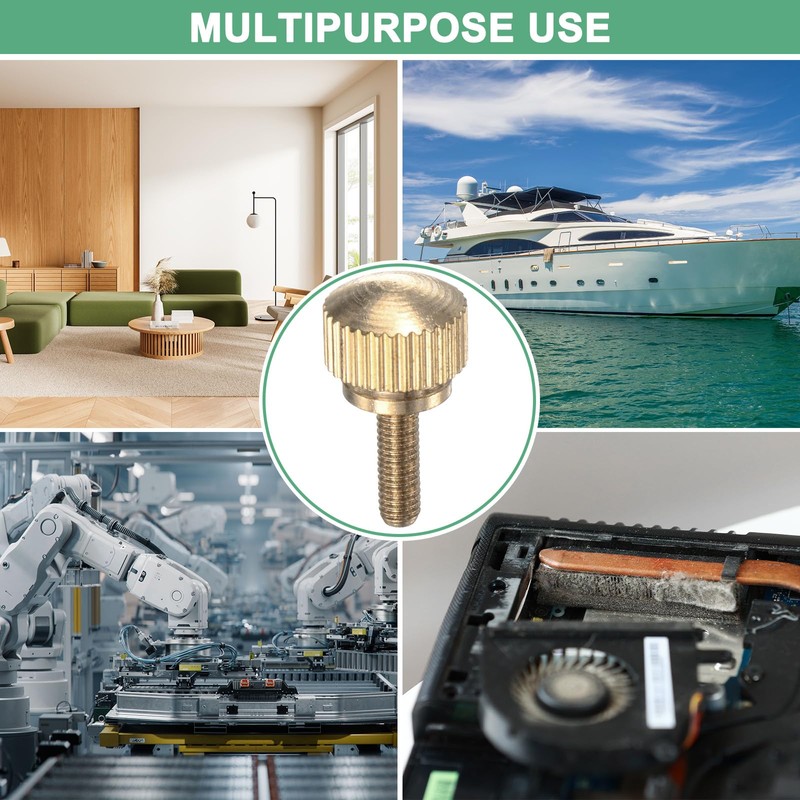 M METERXITY 4-Pack Knurled Thumb Screws, M3x10mm Solid Brass Flat