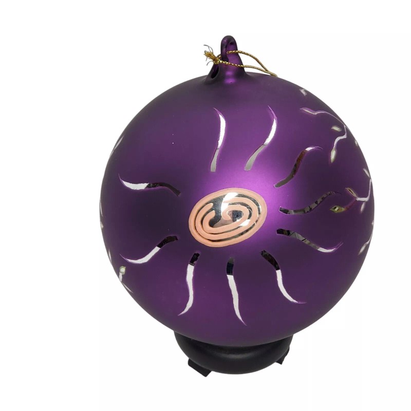 Sacred Season Ball Ornament Sun Trees Blown Glass Hand Painted