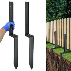 JPOIP Heavy Duty Steel Fence Post Repair Kit, 32 Inch Long Anchor Ground Stakes for Repair Tilted/Broken Wood Fence Post (2 Sets)