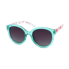 Kiddus Sunglasses for Girls, Boys, Kids, Teenagers, UV400 100% Protection Against Ultraviolet Sun Rays, Suitable for Children Aged 6 and Over, Stylish, Fashionable, Fabulous - 16 Green Bubbles Temple with flowers. transparent